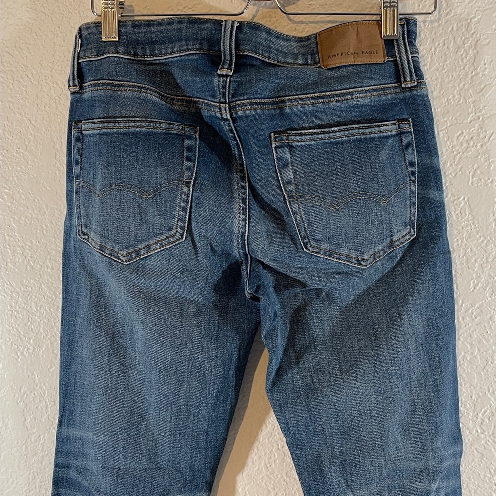 AMERICAN EAGLE AE AirFlex+ Distressed Skinny Jeans Size 29x32 - Picture 5 of 10